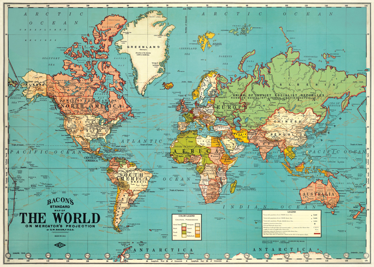inpakpapier Wereldkaart - Cavallini & Co | Meerleuks